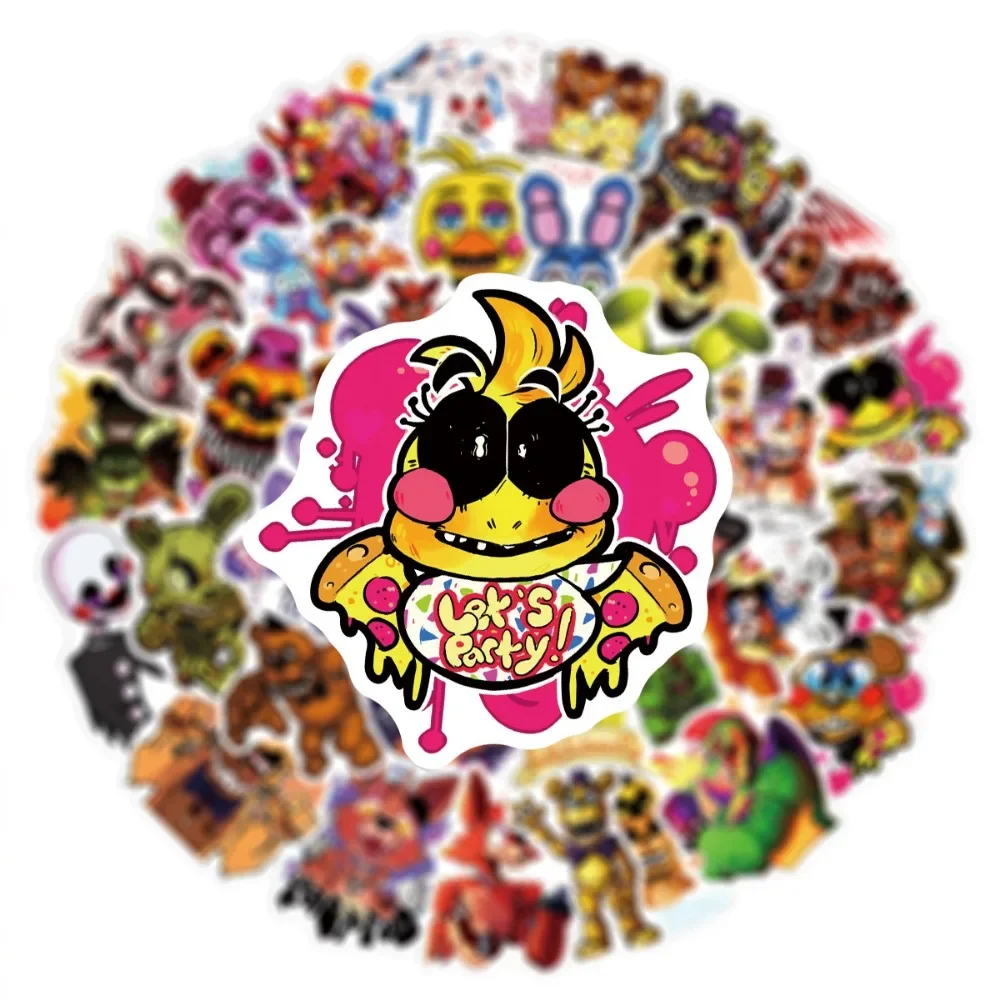 50PCS Scary Toy Bear Game Stickers Aesthetic DIY Laptop Phone Skateboard Motorcycle Car Waterproof Sticker for Kids Gift