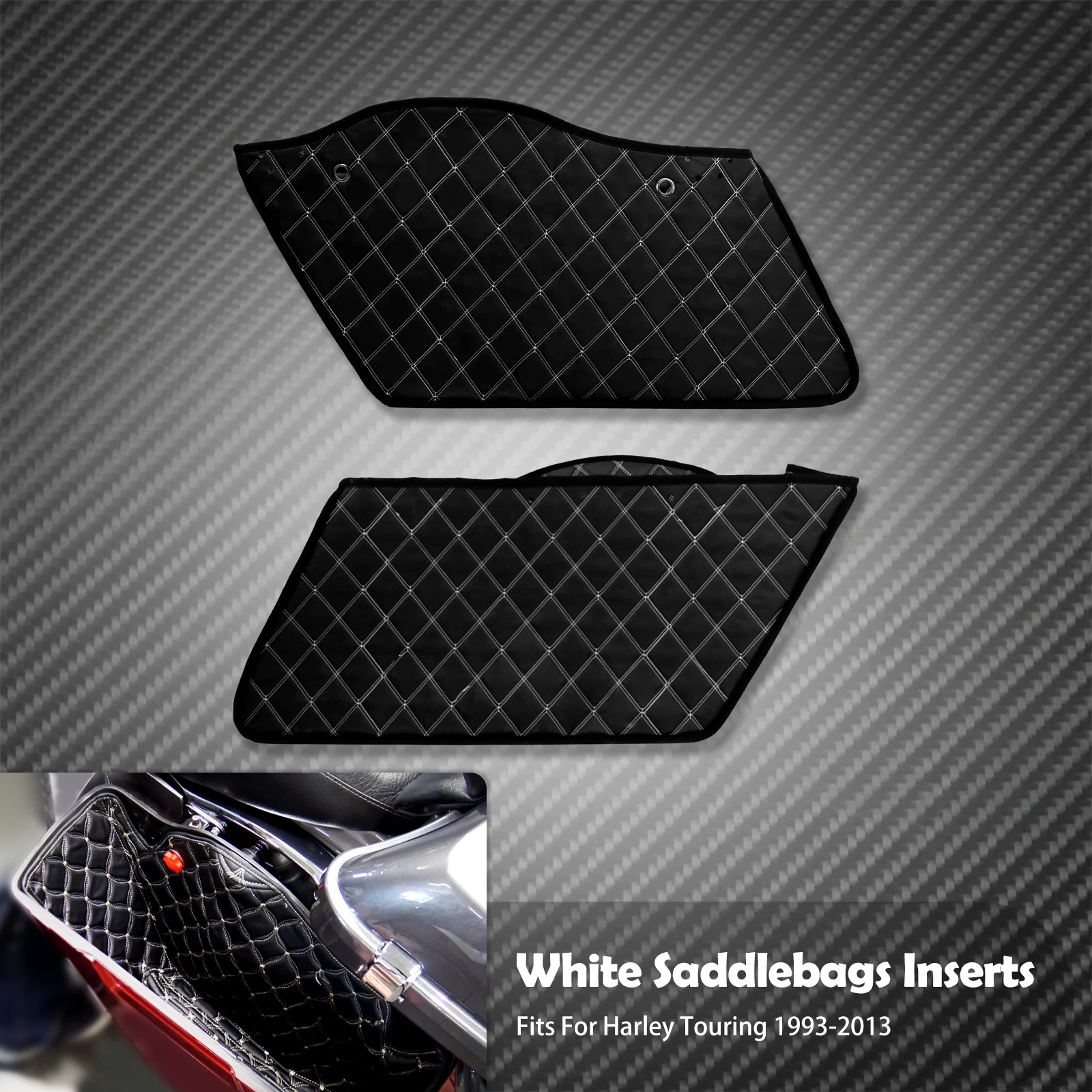 2xMotorcycle Saddlebag Insert Carpet Liner Thread Extended Bags For Harley Touring Road King Electra Street Glide FLHT 1993-2013