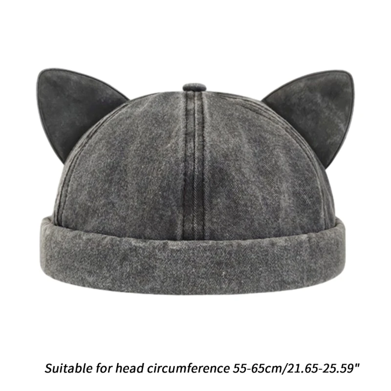 Beanie Hat for Summer Women Outdoor Beanie Hat with Lovely Cat Ear Decor smile