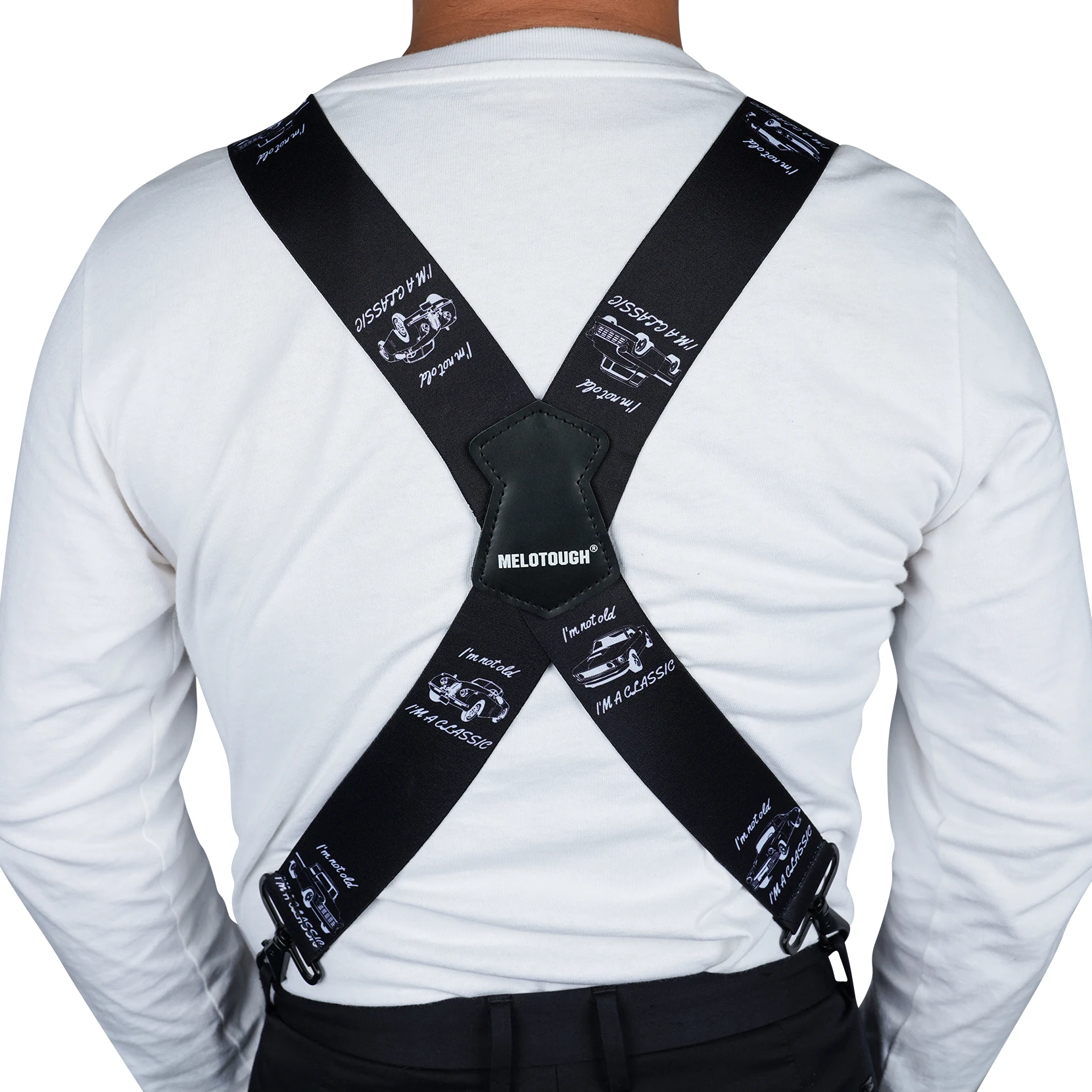 Men's Braces 2 Inch with 4 Hook-Clips for Trousers Vintage Suspenders Braces for Men Heavy Duty Adjustable Elastic X Shape