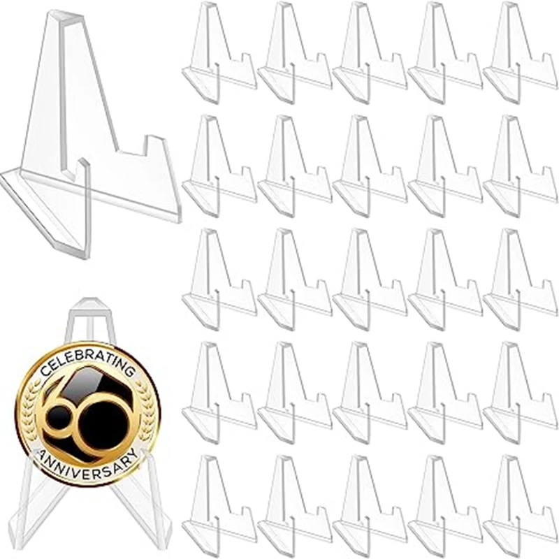 1-10Pcs Mini Acrylic Display Stand Transparent Triangle Commemorative Coin Photo iDol Card Holder Clear Display Rack Holders