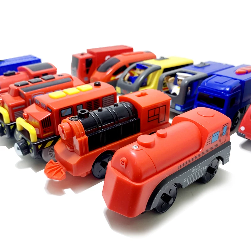 Electric Locomotive Magnetic Car Diecast Slot Fit All Brand Wooden Train Track Railway For Kids children's Educational Toy