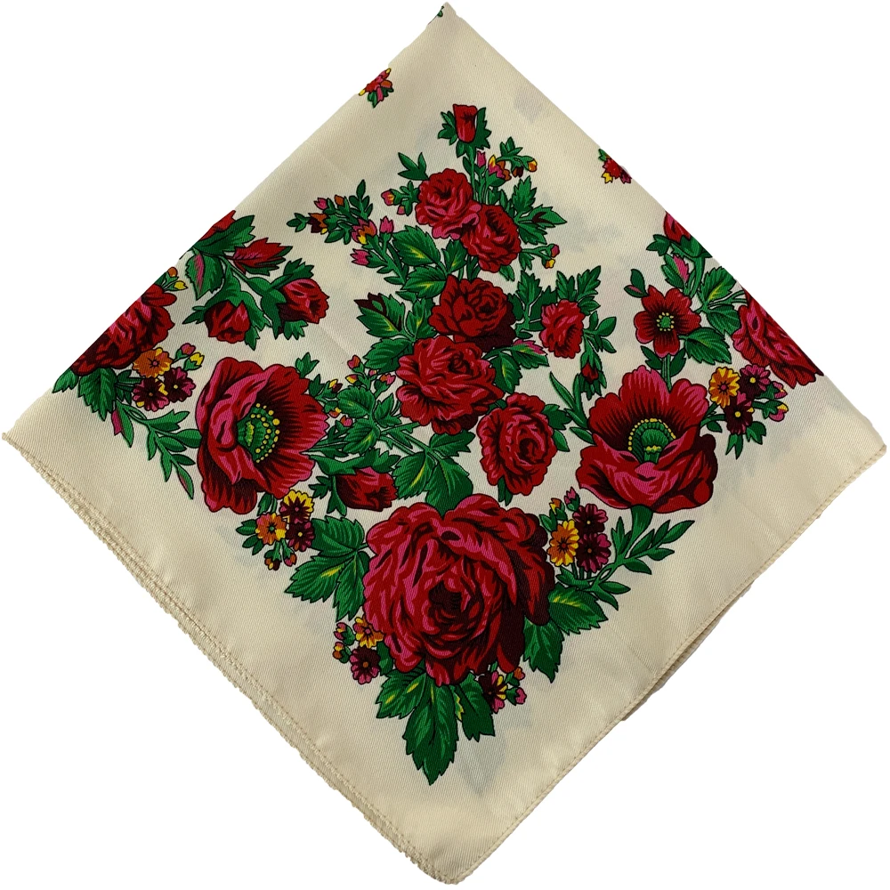 70*70cm Russian National Square Scarf Women Floral Print Bandana Headband Scarves Babushka Handkerchief Female Head Wraps