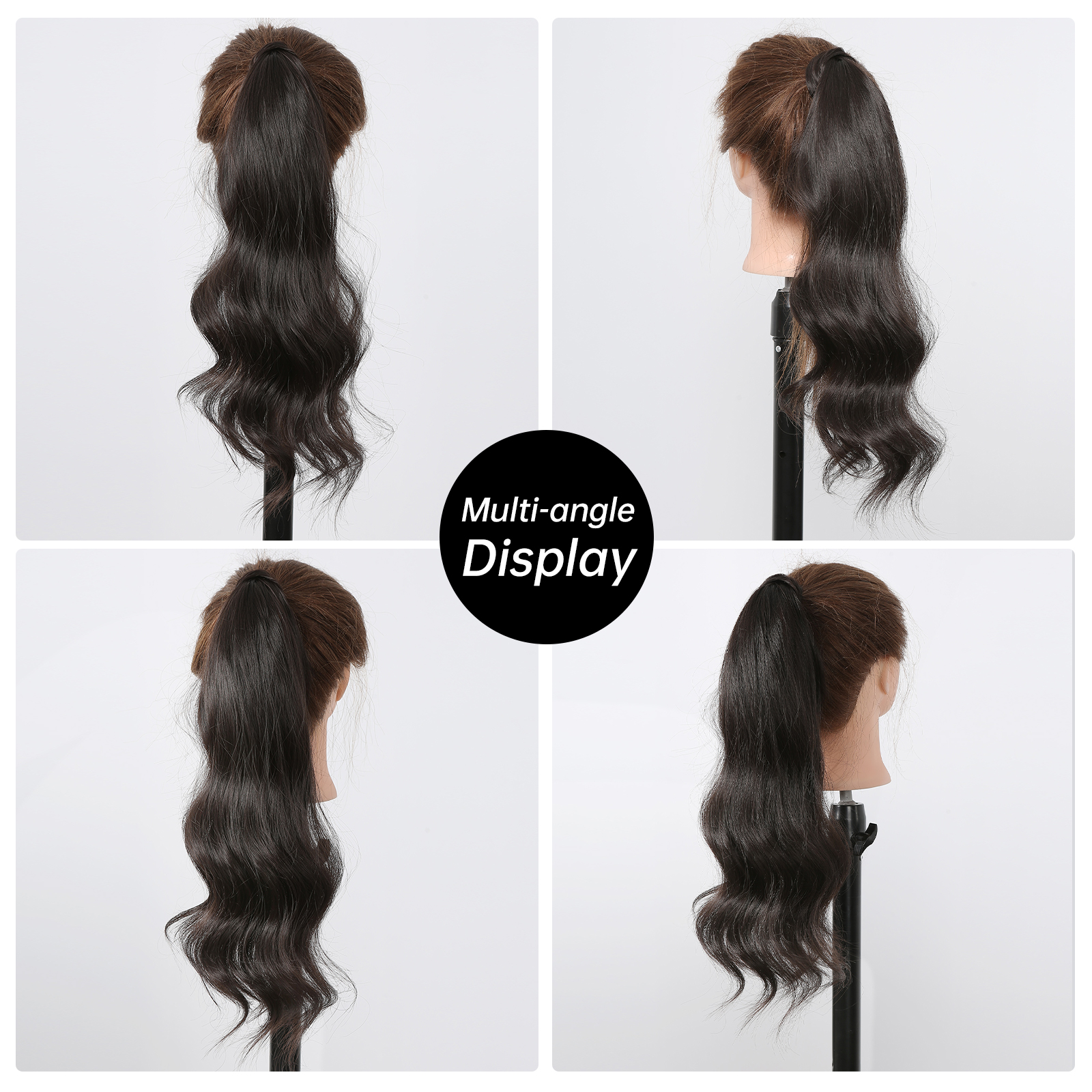 HAIRCUBE Synthetic Long Flexible Wrap Around Ponytail Hair Extensions for Women Black Natural Wavy Pony Tail Hairpiece Daily Use 83417 5 80939