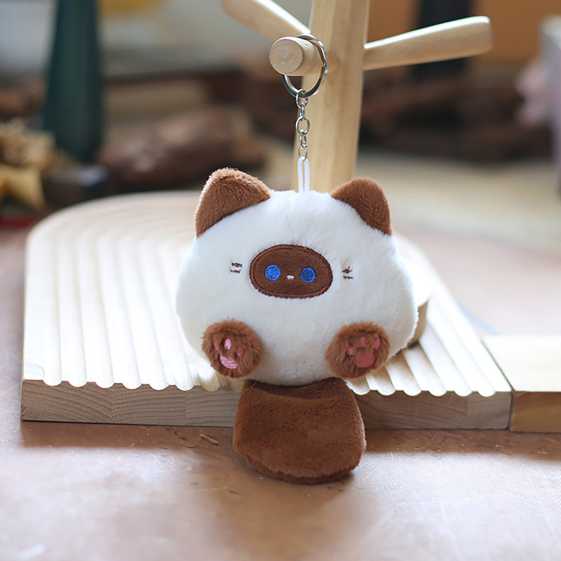 Kawaii Soft Stuffed Animal Little Cat Keychain Plush Bag Car Pendant Keychain DIY Trinket Kids Stuffed Animal Toys