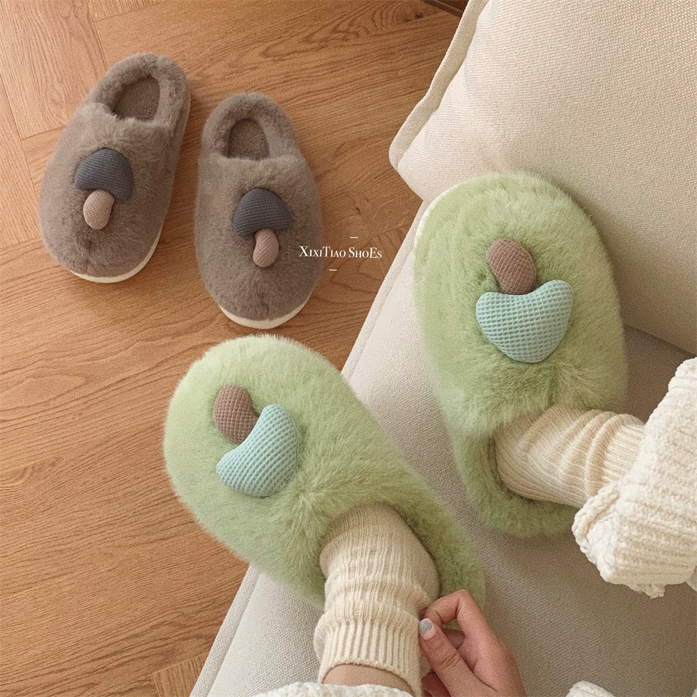 Slippers Personality Fun Plush little mushroom Cute slippers for women girls Fashion Kawaii Fluffy winter warm women's slippers
