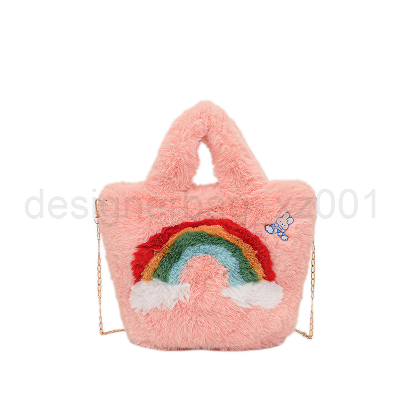 Niki Duncks Tote Bagbag Designer Fashion Classic 10a Top Woman Handbagevening Bags Winter New Cute Rainbow Plush Womens Handheld Large Capacity Chain 