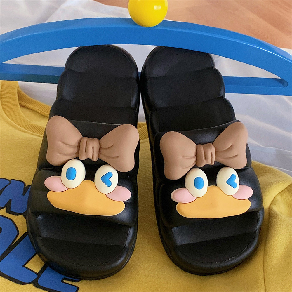 Soft soled home summer slippers for women cartoon slippers Ugly cute ducklings Sweet bow Indoor street sandals for girls slippers