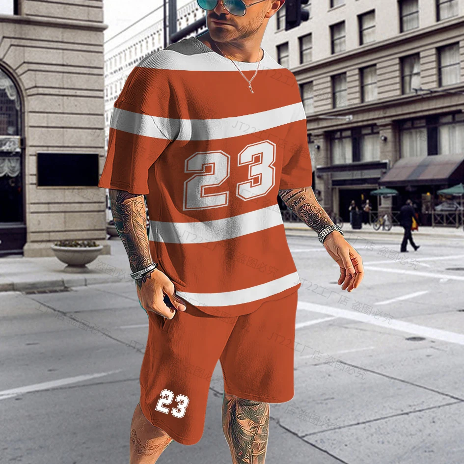 New Summer Basketball Clothes Soccer Tracksuit Men's T Shirt Set Short Sleeve Suit Shorts Sportswear Jogging Quality 2 Piece