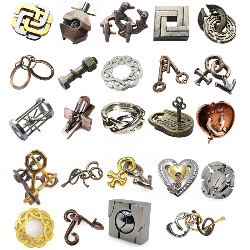 3Pcs Metal Fidget Toys Unlocking Brain Teaser Toys IQ Intelligence to Unlock Jigsaw Puzzle Game for Adults Kids Children