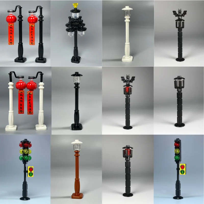 MOC Bricks DIY Traffic Lamp Light City Street Road City Series Accessories Educational Building Blocks Toys Dolls Kids Xmas Gift