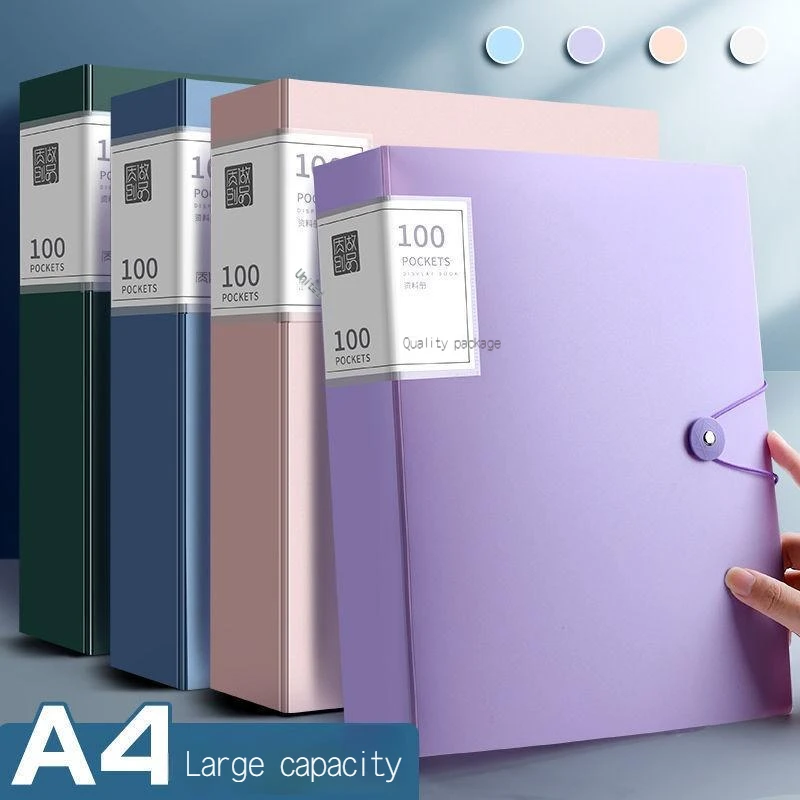 2pcs 40 60 100 Pages A4 Size A4 Book Folder Storage Rganizer Book Multi-layer Loose-leaf Folder Student Office File Book