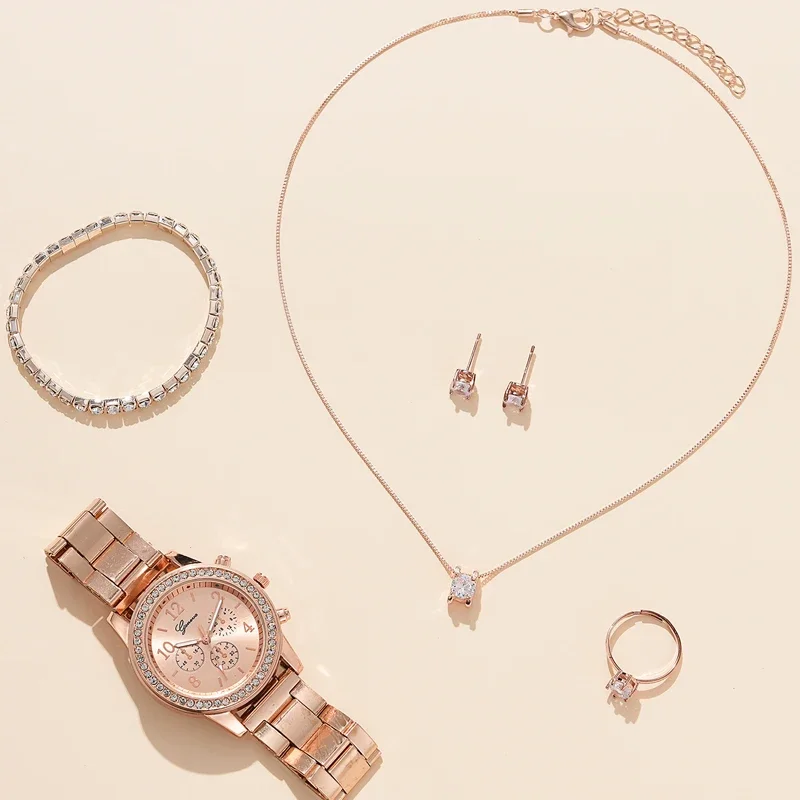 Rose Gold Luxury Rhinestone Watches Women Crystal Quartz Bracelet Watches Wristwatch Ladies Wristwatch Clock Relogios (No Box)