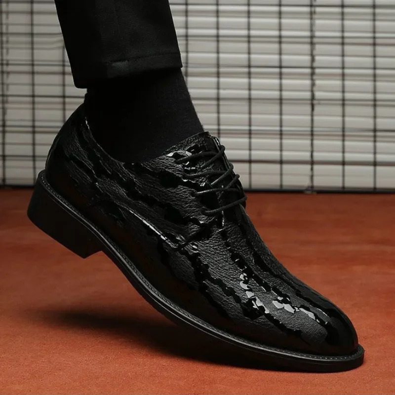 Official Mens Social Shoes Black Pointed Toe Dress Shoes Mens Liquid Shoes Office Elegant Classic 39 Set 241031