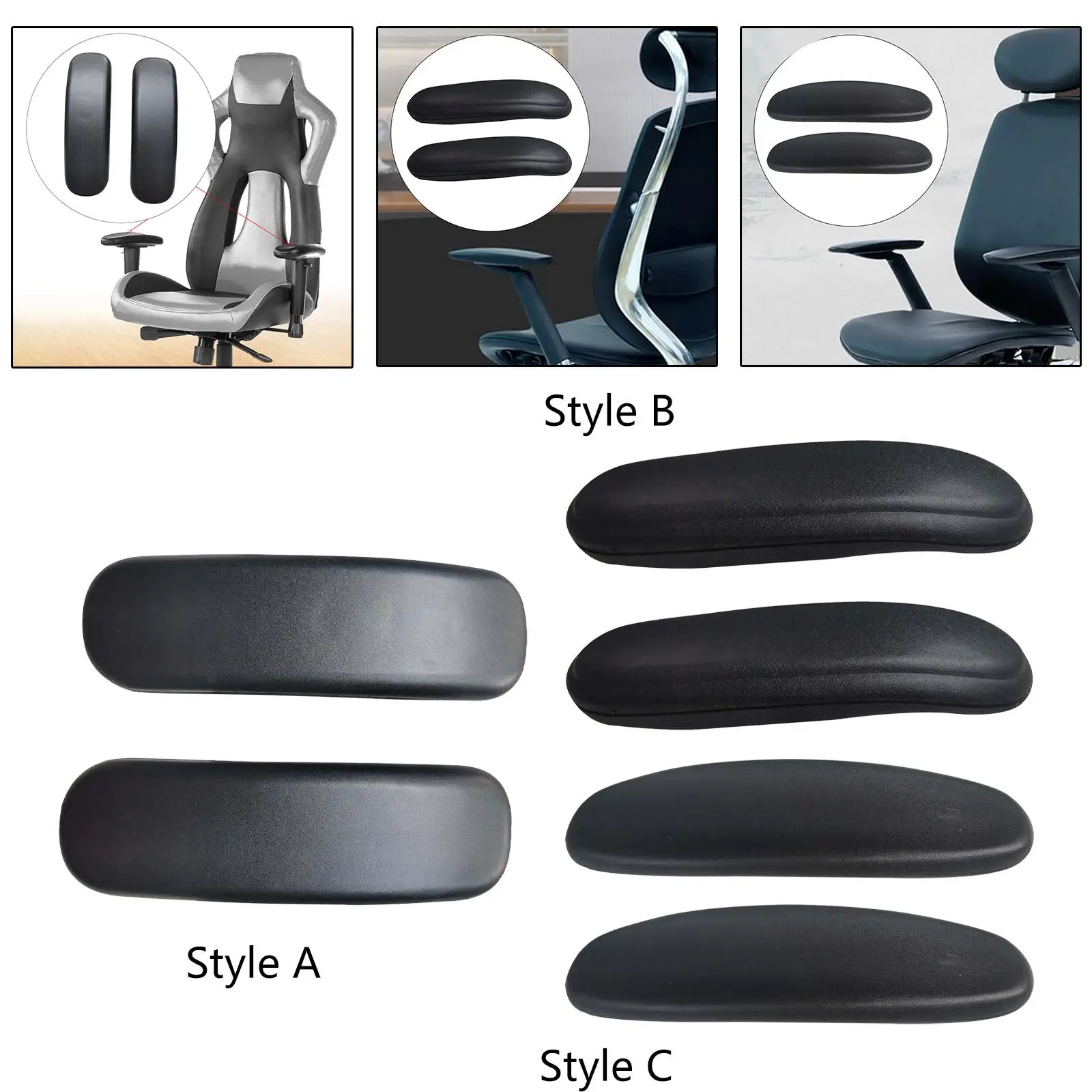 With Screw 2 Pieces Fittings Office Chair Arm Covers Cushions Pad Comfort Armrest Arm Replacement Armrest Pads for Gaming Chair