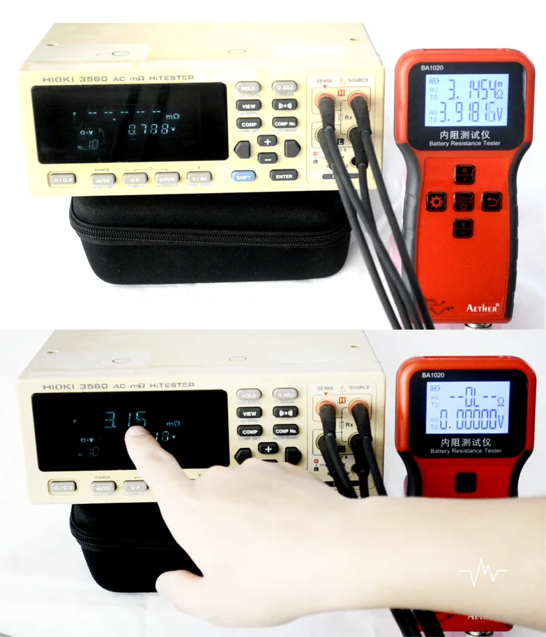 BA1020 0.2% High-precise 4-digit decimal display Handheld Portable Battery Internal Resistance Voltage Tester/Meter 200Ω 100V