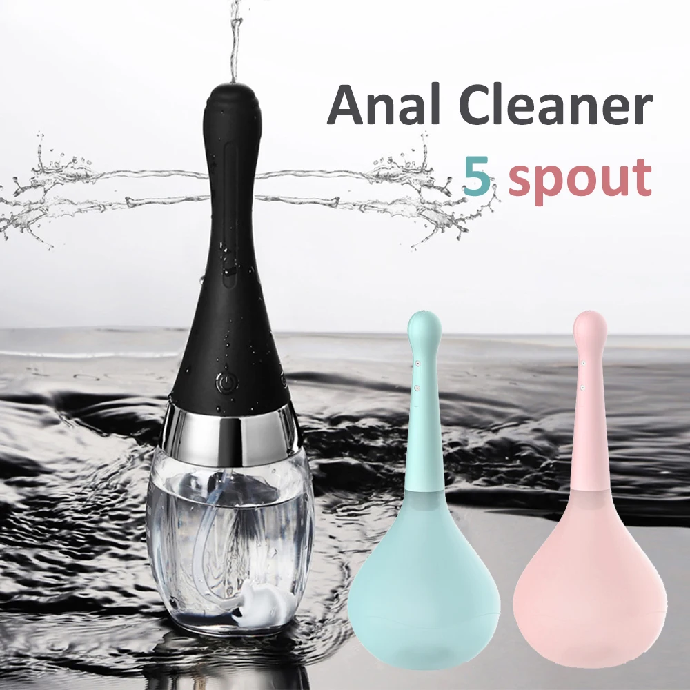Electric Silicone Anal Cleaning Container Vagina Douche Cleaner Enema Bulb Syringe Health Hygiene Sex Woman Man 666 666