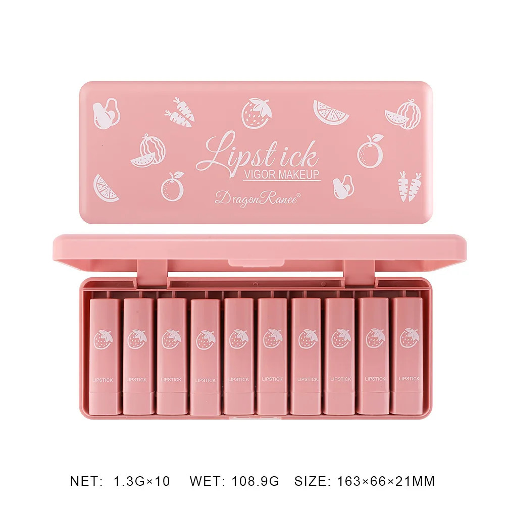 10 colors/box lipstick set lipstick makeup sexy womens velvet matte lipstick coloring durable waterproof stick free cup cosmetics set 241031