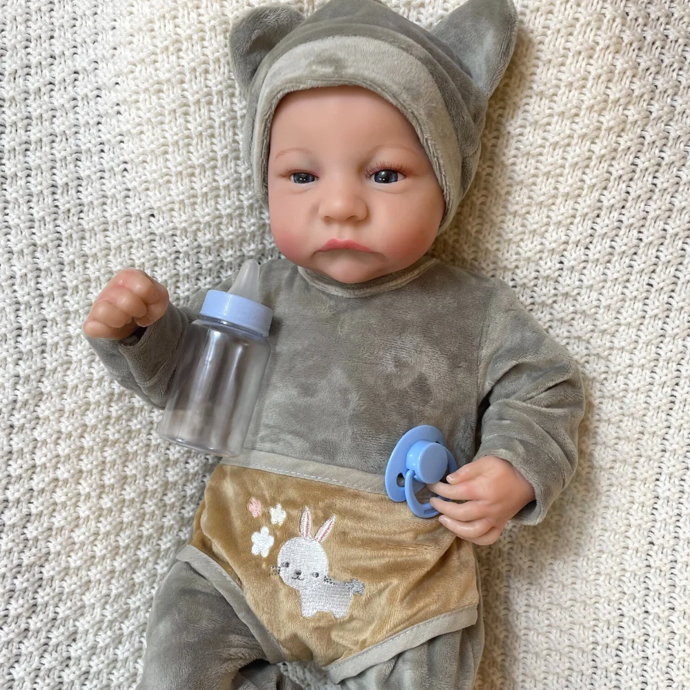 45CM Soft Or Full Body Silicone Vinyl Reborn Levi Awake Boy Or Girl Doll Premie Doll 3D Skin Tone with Veins Doll Accessories