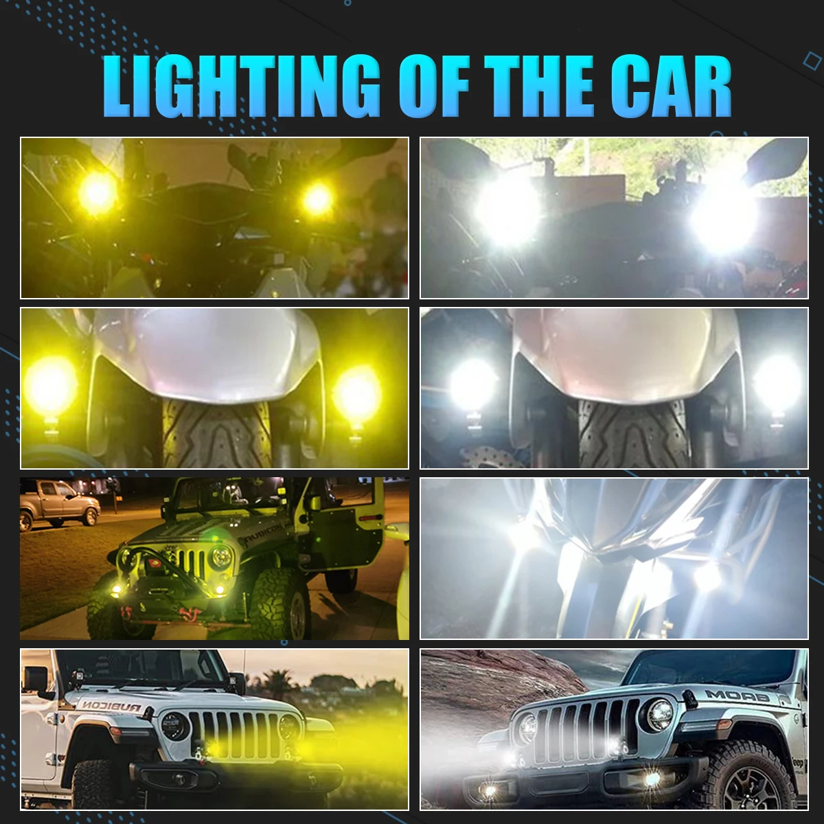 NLpearl 2PCS Motorcycle Fog Light Headlight Car Offroad Truck Angel Eyes LED light Portable Spotlights Driving Car Boat Light