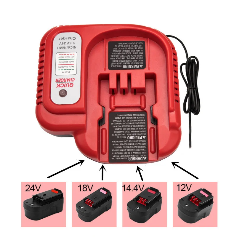 BDFC240 Fast Charger For Black&Decker 9.6V 12V 14.4V 18V 24V NiCD&NiMh Firestorm Battery