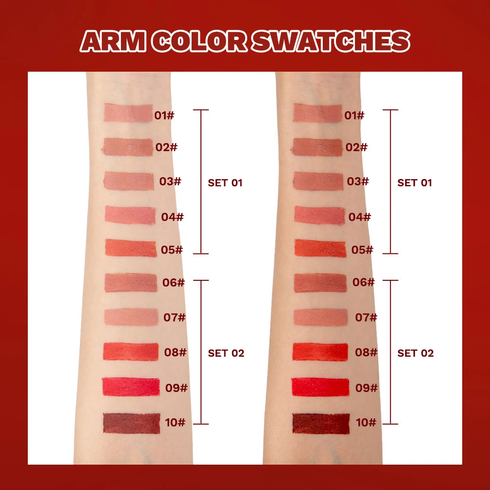 QI 5Pcs/Set Matte lipstick Set Stickless Cup Lip Color Lasting Classic Lip Color Stain Free Velvet Mist lipstick Set 241031