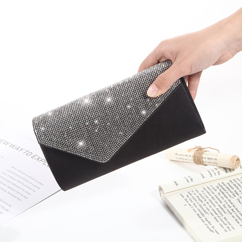 New sparkling rhinestone dinner bag Light luxury party women's shoulder bag Change makeup storage evening gown bag