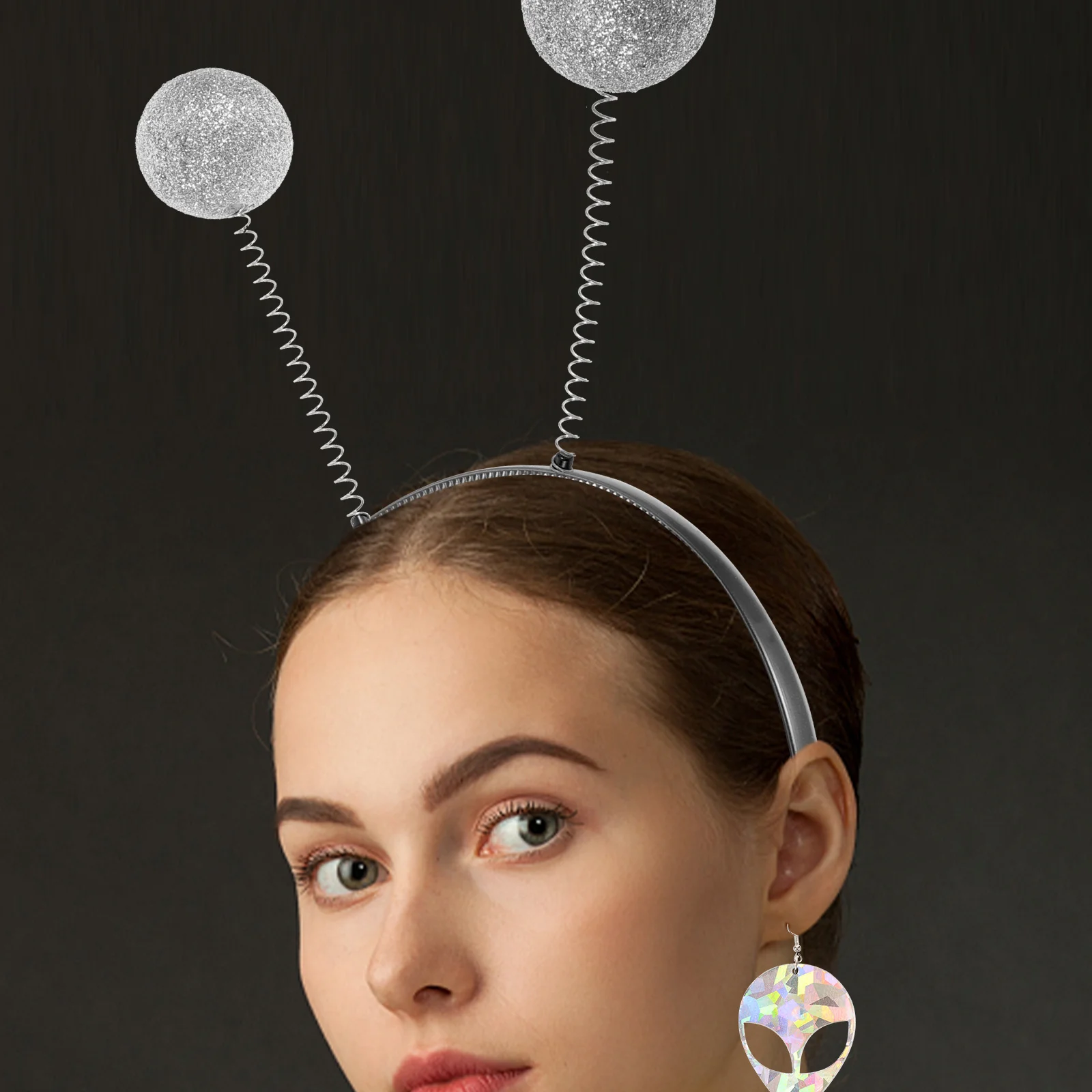 1 Set Funny Alien Antenna Headband Alien Glasses Earrings Necklace Gloves