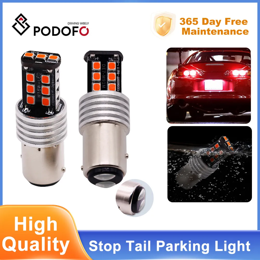 Podofo 2X 1157 LED Strobe Flashing Safety Brake Stop Tail Parking Light Bulb Bright Red
