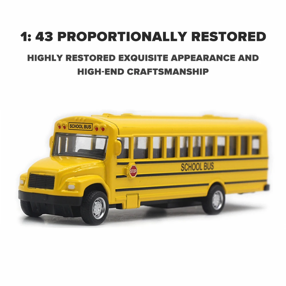 Metal Cars Toys Scale 1/43 School Bus Diecast Alloy Car Model for Boys Gift Children Kids Toy Vehicles Hobbies Collection