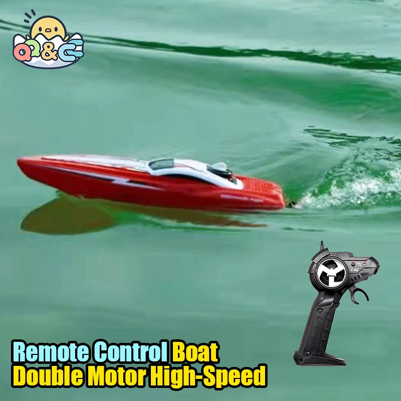 Rc Boat Remote Control Radio Control Boat 2.4G Double Motor High-Speed Speedboat Children's Race Boat Water Competitive Toys Kid