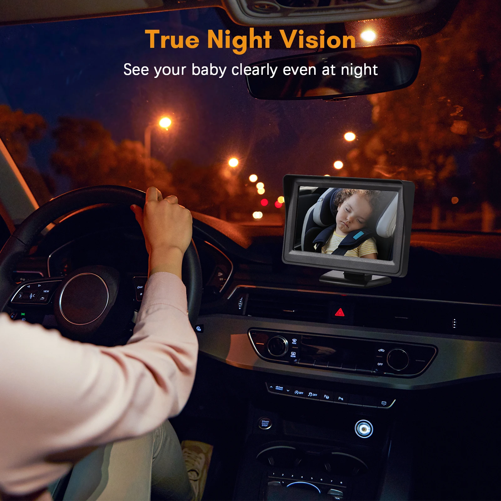 Baby Car Monitor 720P Monitor Camera for Baby Rear Facing Seat 4.3 Inch Car Seat Mirror Display 150° Wide View Night Vision