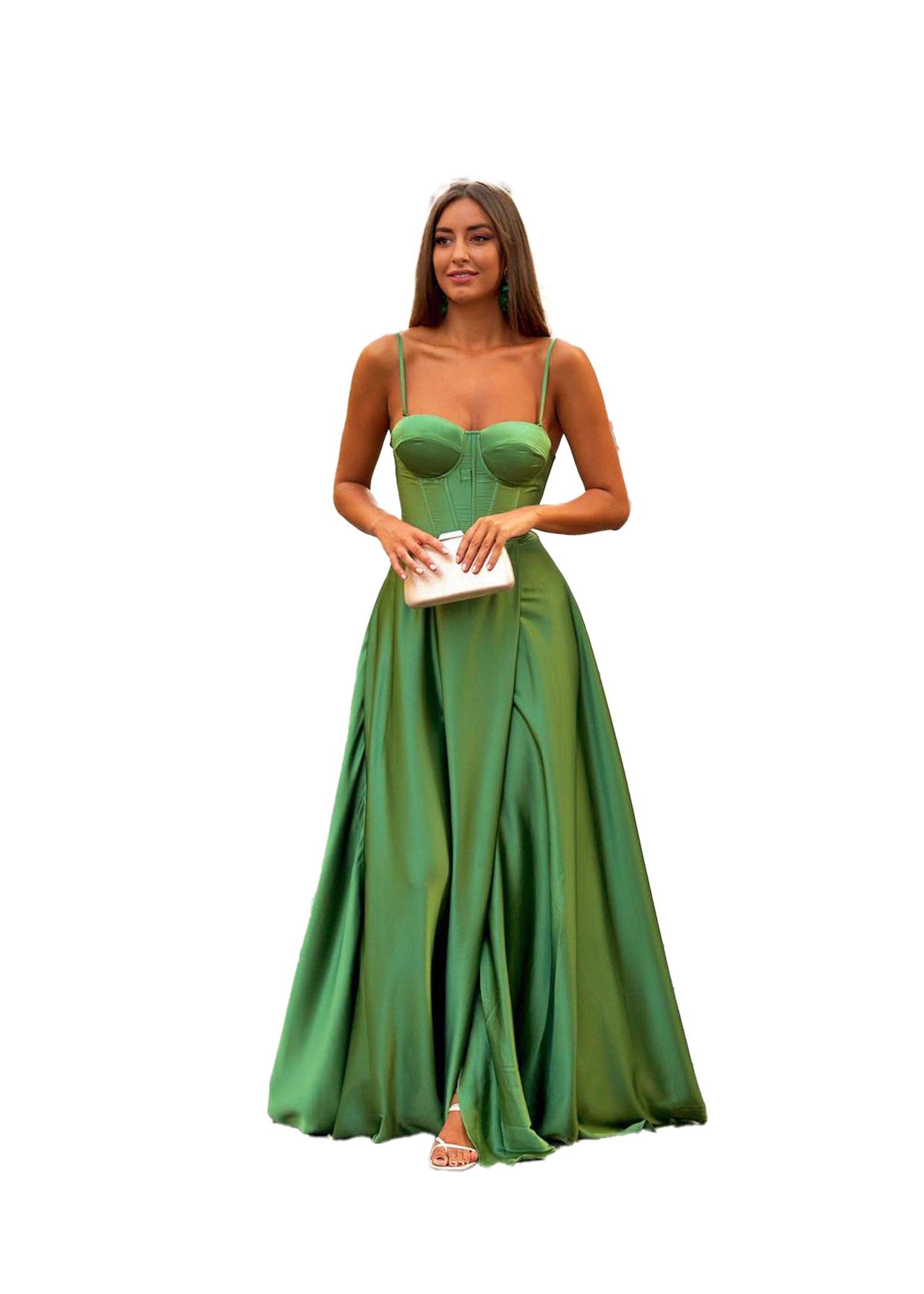 Green Plus Elegant Size A E Evening Dresses For Women Spaghetti Straps Satin Pleats Pageant Brithday Prom Special Ocn Dress Party Gowns Formal Wear Ve