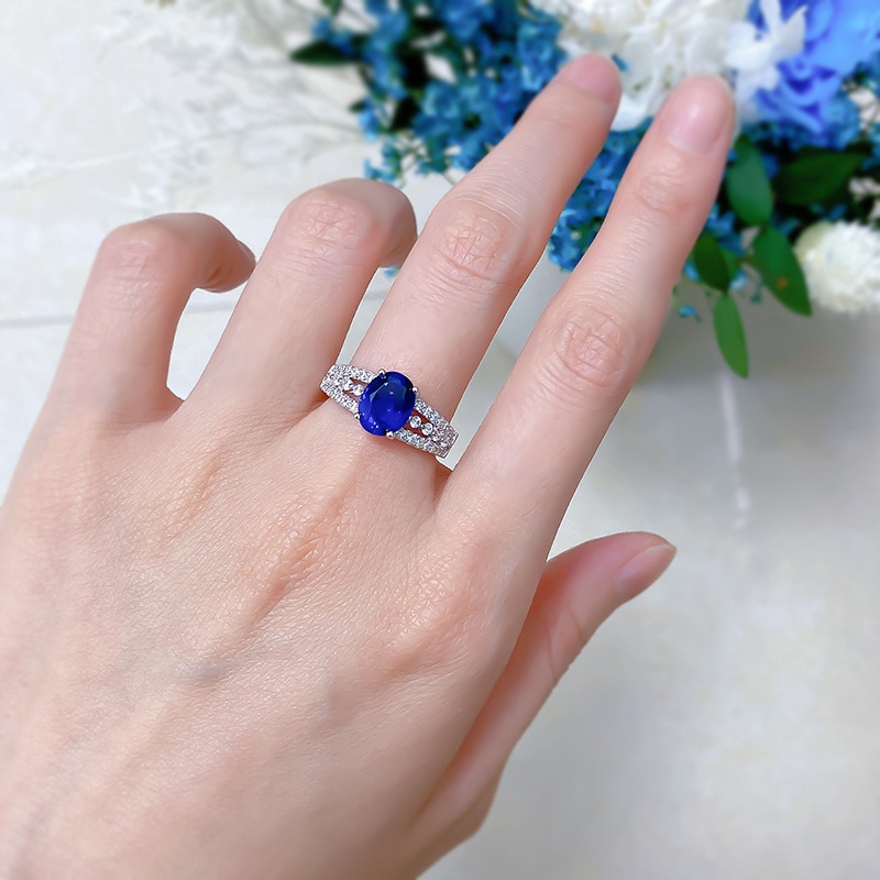 blue diamond sapphire designer ring for woman wed 925 sterling silver 5A zirconia round sqaure heart luxury wedding engagement womens rings jewelry gi