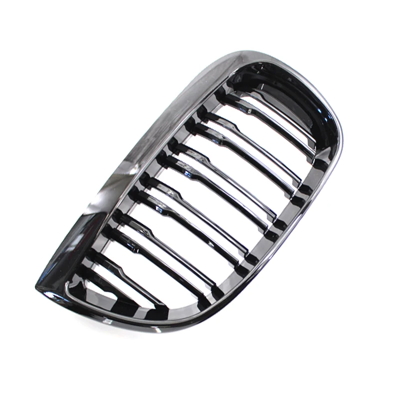 For E81 E87 120d 120i 130i Car Grill Front Kidney Racing Grills Gloss Black Grille Auto ABS Double Slat Grilles 04-06