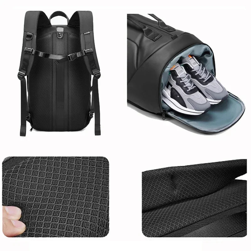 Travel backpack mens laptop 15.6-inch black business backpack multifunctional waterproof sports bag mens outdoor fashion bag 241031