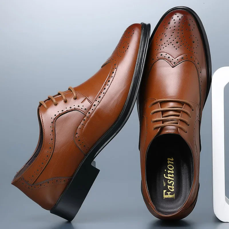 Oxford shoes genuine Calfskin leather Brogue dress shoes classic business formal shoes men handmade 241031