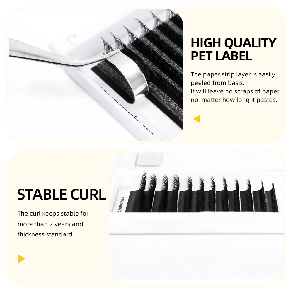 MASSCAKU W Design Volume Eyelashes Makeup Product Natural Soft 0.07mm Easy Fans W Cluster 3D/4D Easy Flowering Eyelash Supplies