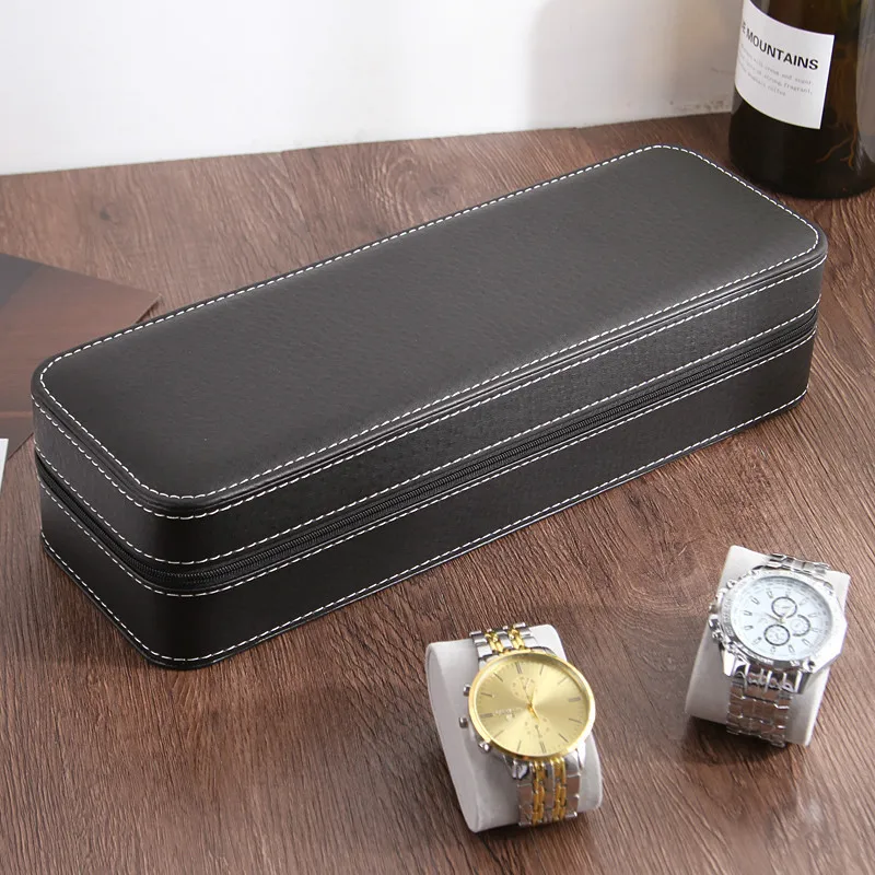 WellZone Dustproof Portable Multiple Slots Zipper Watch Box 2/4/6/8/10/12 Girds Travel Storage Box For Watch