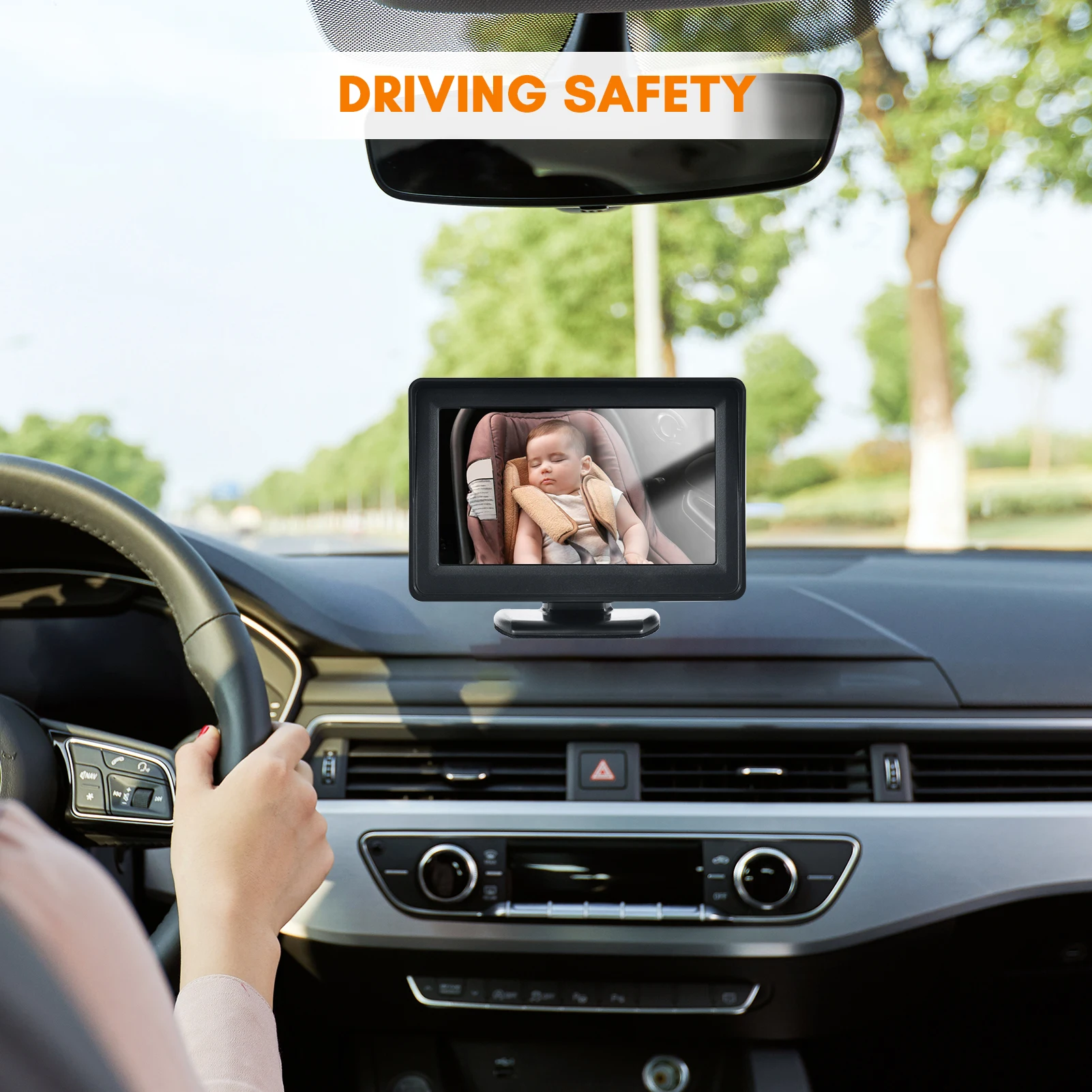 Baby Car Monitor 720P Monitor Camera for Baby Rear Facing Seat 4.3 Inch Car Seat Mirror Display 150° Wide View Night Vision