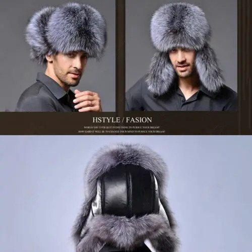 Winter mens warm soft bomber hat Russian Usanka hat Pu leather trap hat with ear flaps 241031