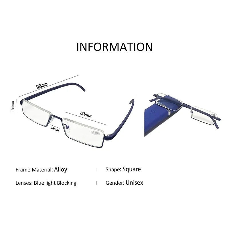 Trendy Half Frame Men's Presbyopia Retro Portable Reading Eyeglasses Finished Farsight Eyewear Men's Blue Light Blocking Glasses