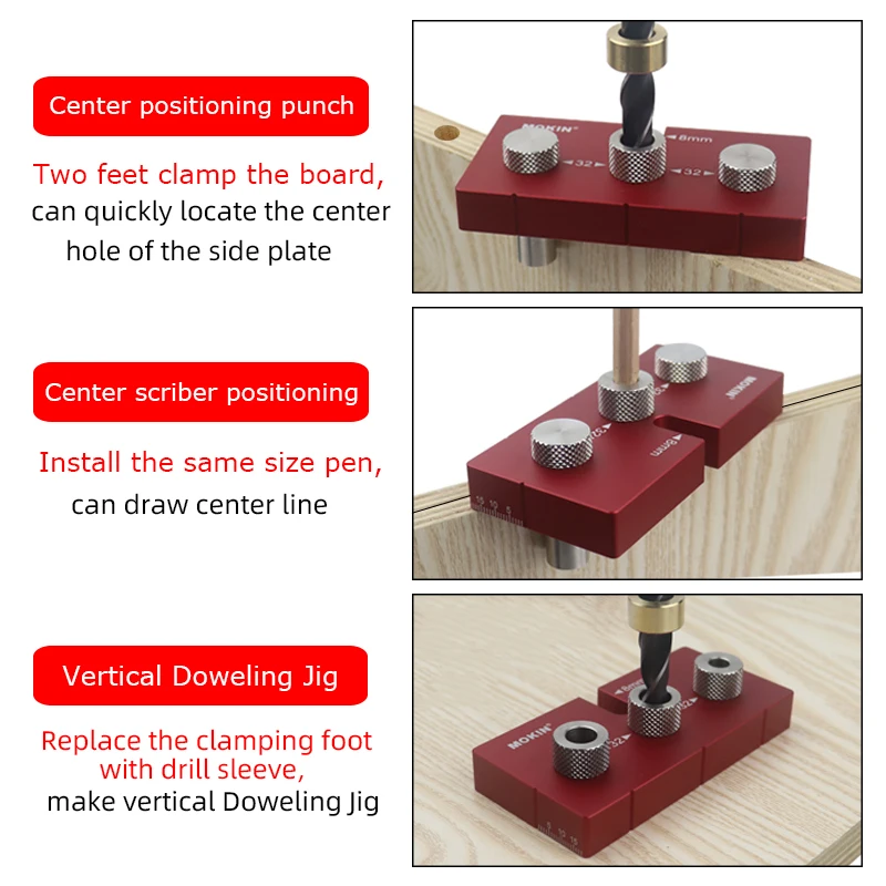 2-10mm Wood Drill Guide Doweling Jig Kit Locator Vertical Hole Puncher Positioning Furniture Connecting Woodworking DIY Tools