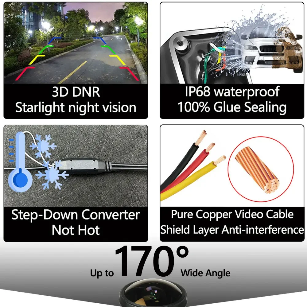 170 Degree AHD 1920x1080P Fisheye Rear View Car Camera For Peugeot 508 sedan/508 SW/508 RXH 2011-2018 301 406 408 208 308 3008