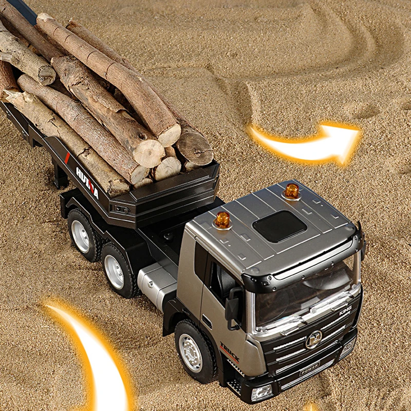 Huina Alloy Rc Car Boys Toys Remote Control Truck Light Sound Radio-Control Trailer 1:24 Simulated Transport Model Xmas Gift