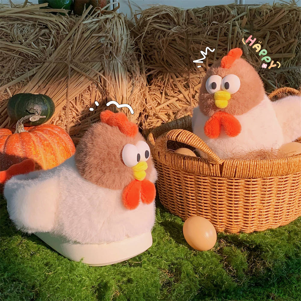 Winter toe-wrap warm cotton slippers Fun fun cartoon chicken soft sole Slipper women indoor floor flat house non-slip shoes