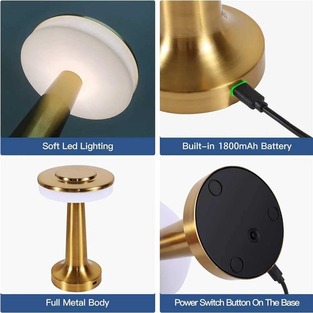 Retro Bar Table Lamp Led Rechargeable Desk Light Room Decor Lampe Camping Luces Bedroom Coffee Decoration Chambre Night LightsLX241102