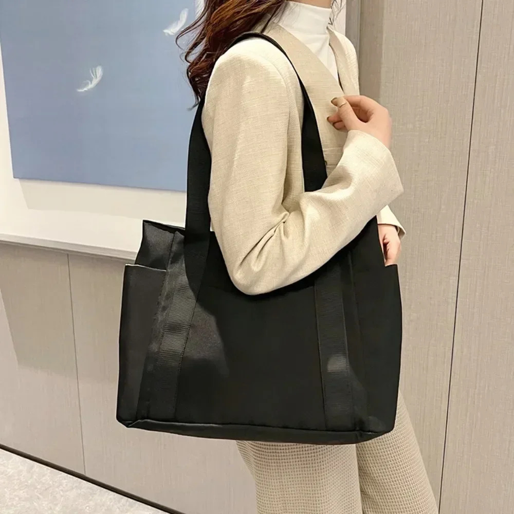 Solid Color Tote Designer Single Shoulder Casual Simple Canvas Handbag