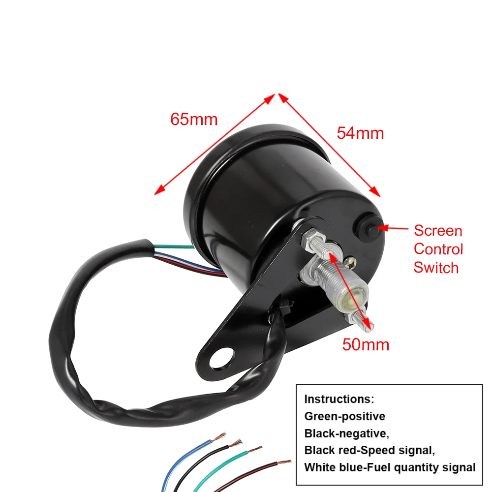 Digital 12V Universal Digital Motorcycle Speedometer Odometer Tachometer Gauge fuel meter LED Indicator