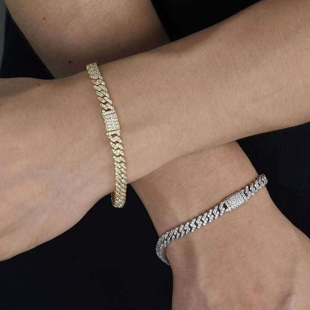 bracelet pendant necklaces fine jewelry 8mm VVS moissanite necklace cuban k sterg sier women men chain miami cubank